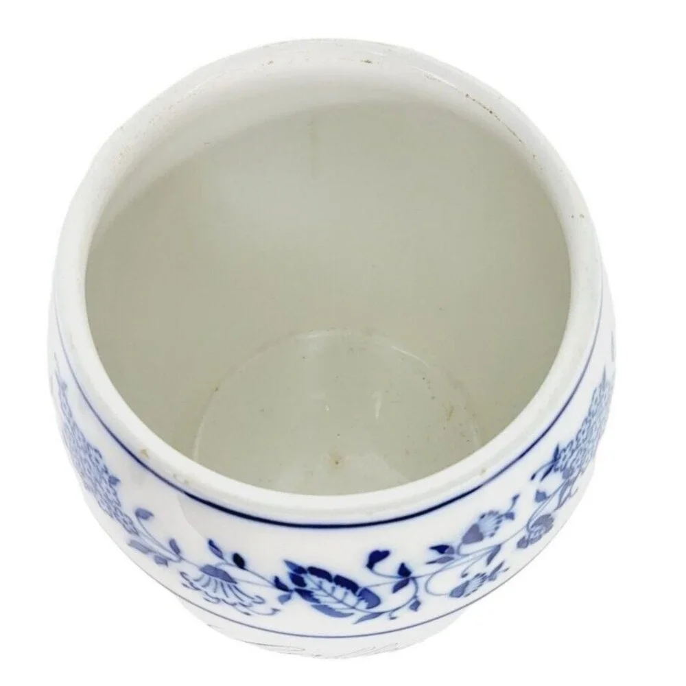 Antique German Porcelain Ceramic Blue & White Delft Round Coffee Jar Canister